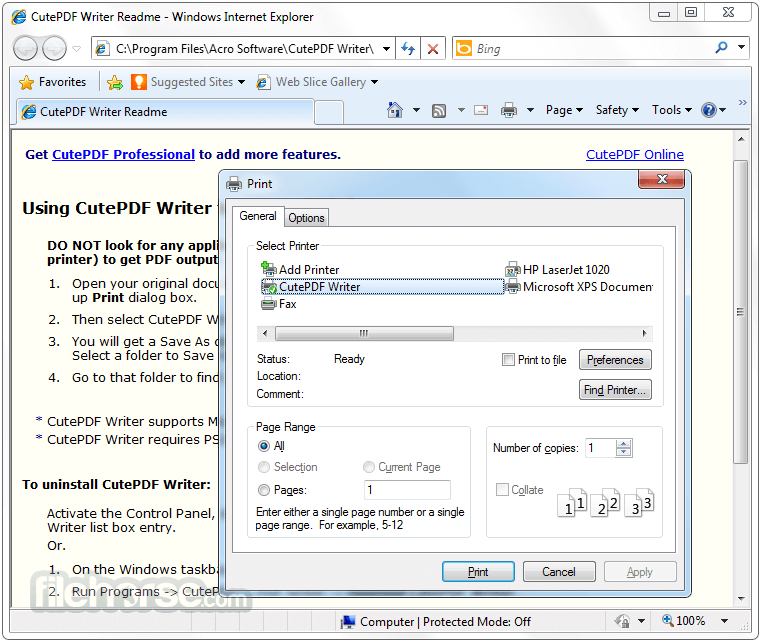 Cutepdf writer